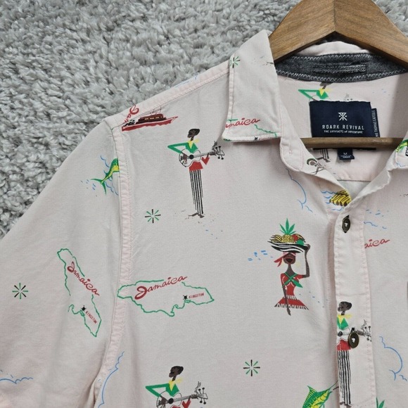 Roark‎ Revival Jamaica Shirt Men M Pink Tropical Short Sleeve Button Up Vacation - Picture 4 of 10